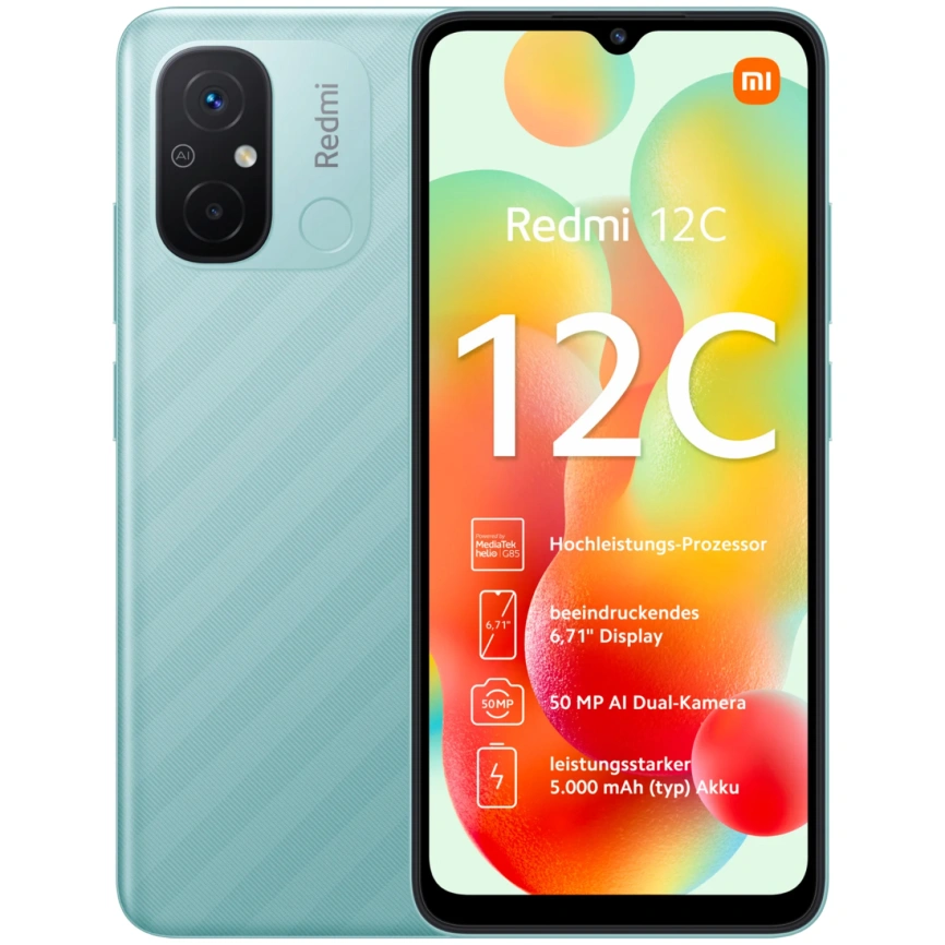 Смартфон XiaoMi Redmi 12C 4/128Gb (NFC) Mint Global Version фото 1