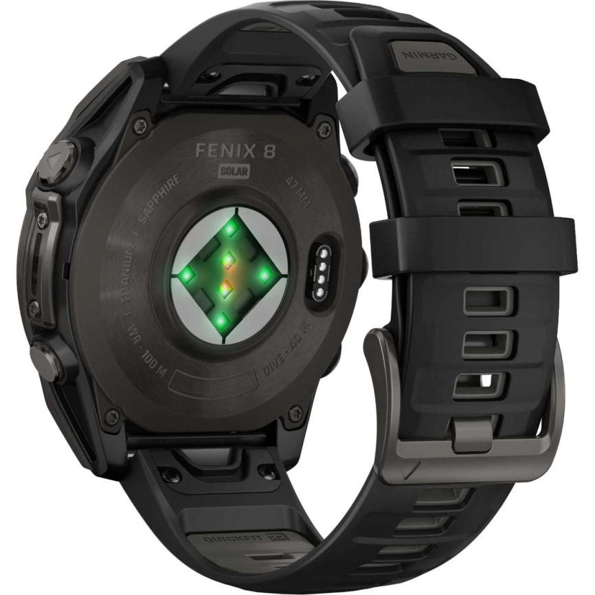 Смарт-часы Garmin Fenix 8 47mm Solar Sapphire (010-02906-11) Carbon Gray DLC Titanium with Black/Pebble Gray Silicone Band фото 3